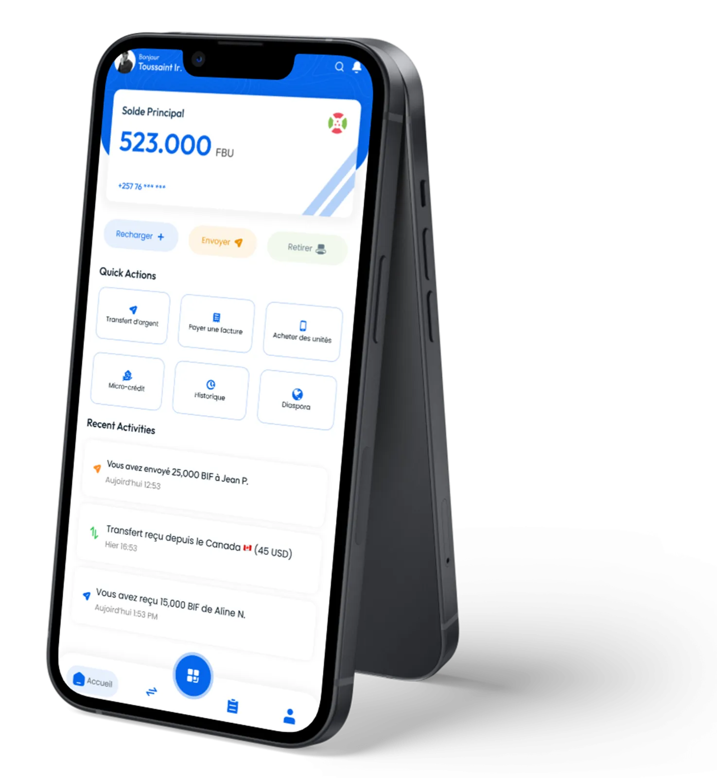 Mockup de l'application mobile